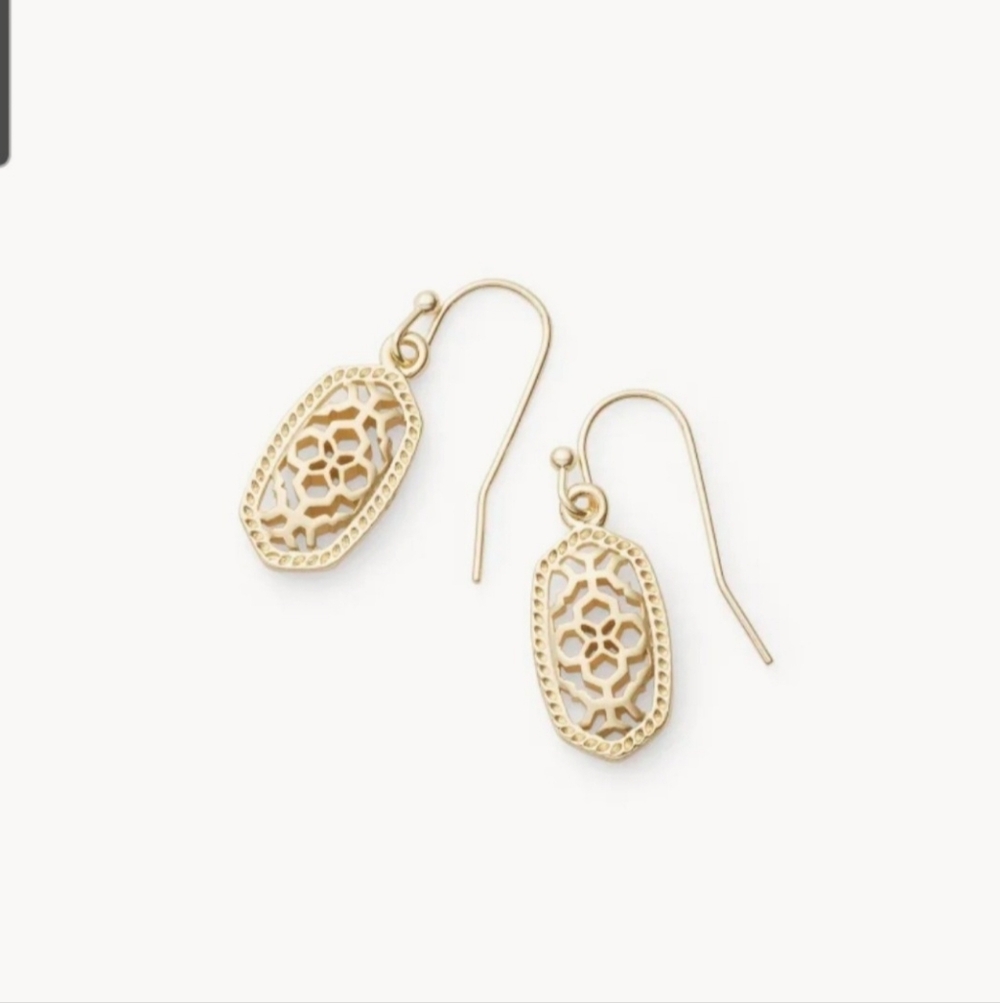 Kendra Scott Lee Gold Filigree Drop Earrings NWT